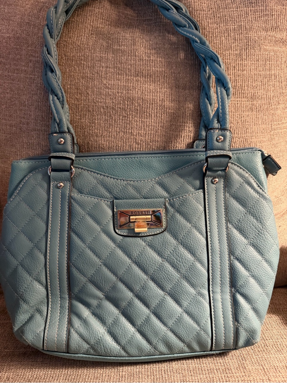 Rosetti Quilted Shoulder Tote in Sky Blue